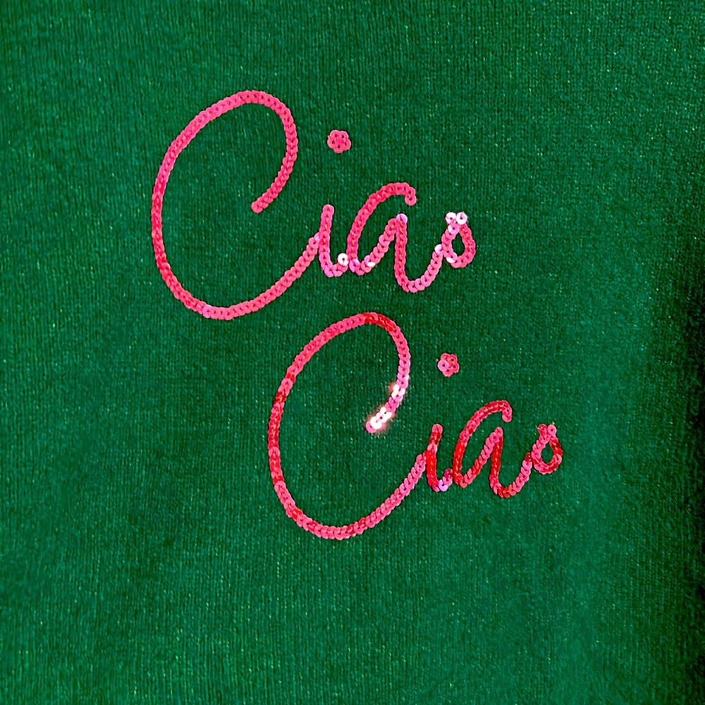Super soft Ciao Ciao sequin sweater dark green and pink